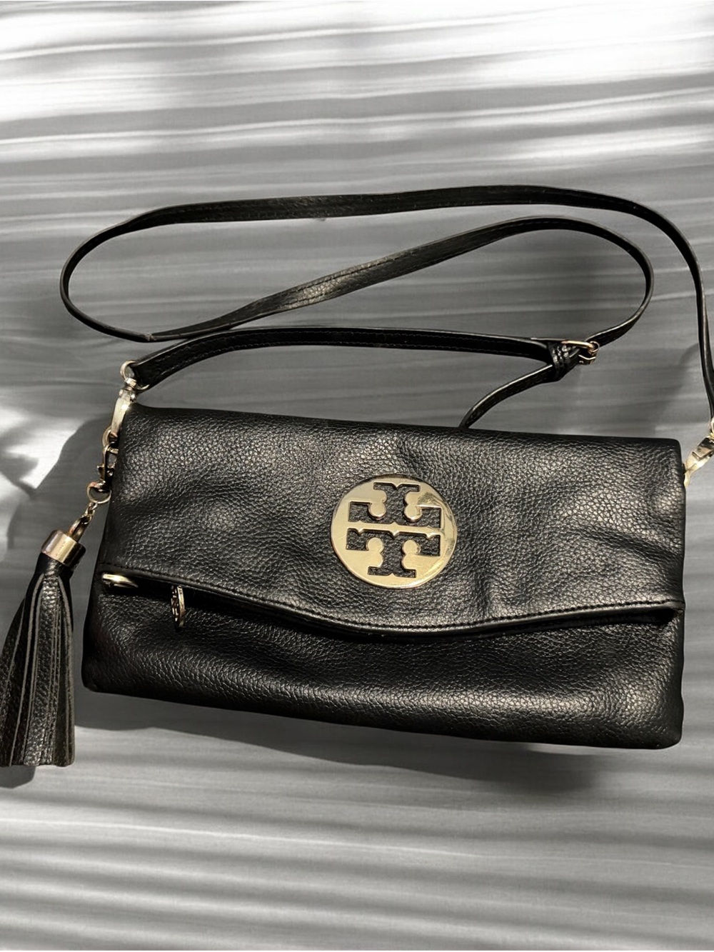 Tory Burch Black Leather Crossbody Clutch